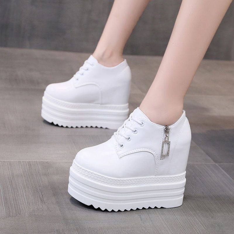 2024 Autum Flats, Women'S Shoes, Super High Heels 12Cm, Korean Style Versatile Thick-Soled Platform Wedges, Sports And Leisure - Image 1