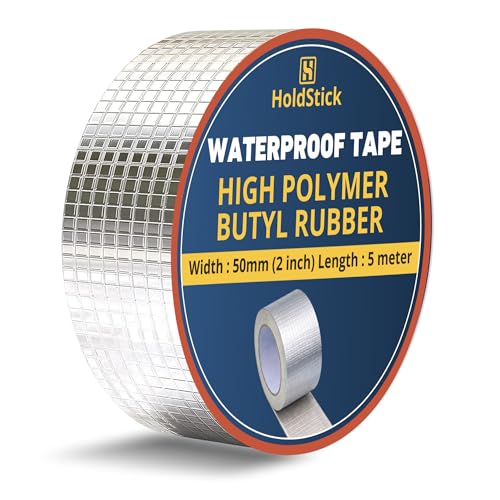 HoldStick Waterproof Butyl Tape – 50mm x 5M, Heavy Duty Aluminium Foil Repair Tape for Roof Leaks, Pipe Cracks, Window Gaps, Water Tanks, Boat Sealing, HVAC Insulation, Strong Adhesive – Pack of 1 - Image 1