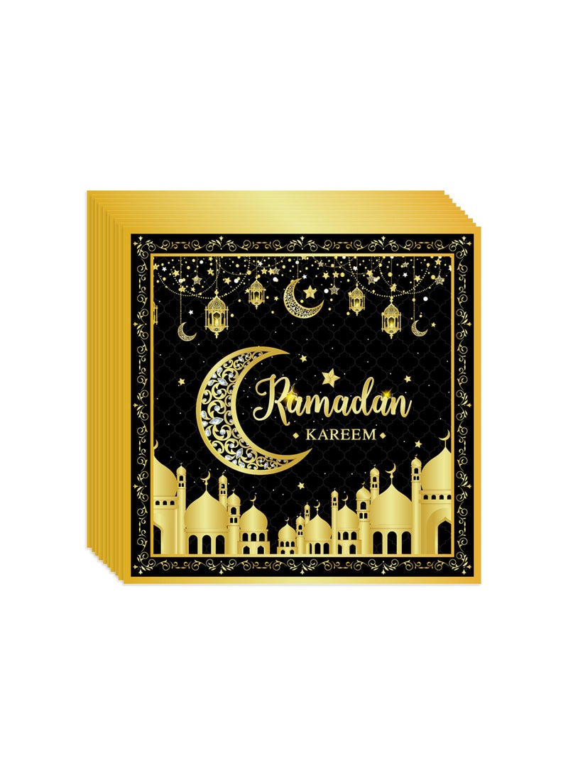 general 170 Pcs Ramadan Party Supplies Decorations For Home Eid Ramadan Mubarak Banner Black And Gold Plates And Napkins Set Disposable Paper Plates Napkins Banner Tablecloth For Ramadan Party Decorations - Image 5