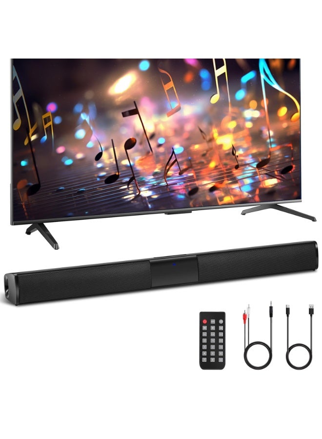 Bluetooth Sound Bar for Smart TV, 55cm 20W Home Audio with 4 Speakers, 6 EQ Modes, Rechargeable TV Sound System, Supports AUX/SD/FM/RCA/TWS, Includes Remote Control