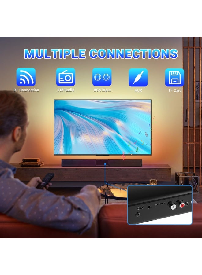 WALALLA Bluetooth Sound Bar for Smart TV, 55cm 20W Home Audio with 4 Speakers, 6 EQ Modes, Rechargeable TV Sound System, Supports AUX/SD/FM/RCA/TWS, Includes Remote Control - Image 3