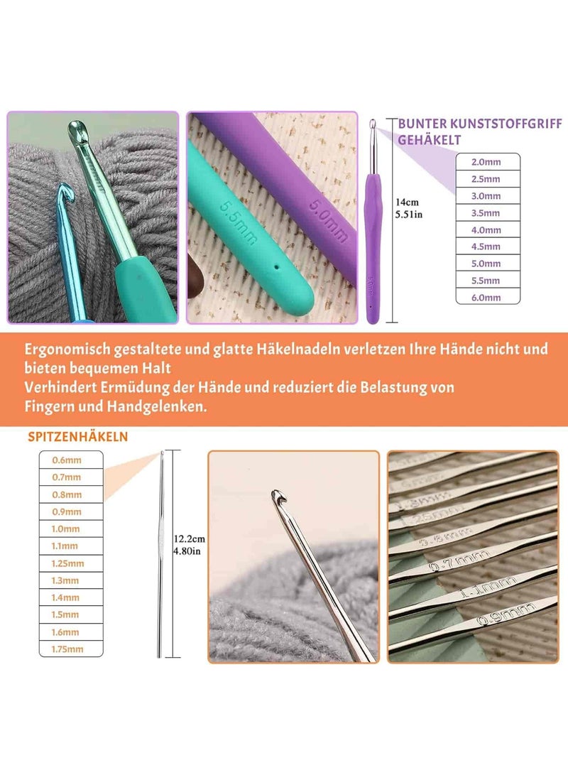 Mitoy 103 Pieces Crochet Hook Set for Beginners, Crochet Hook and Yarn Knitting Accessories with Crochet Bag - Image 3