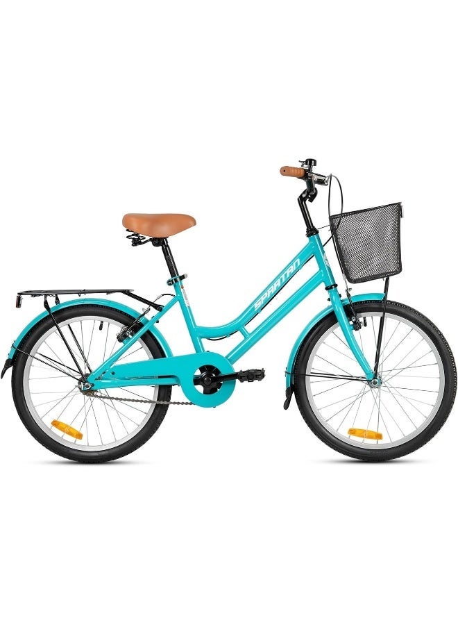 Spartan 24-Inch Classic City Bike | 24-Inch Wheel Size | Adjustable Seat | Single Speed Urban Bicycle With Rear Carrier And Front Basket | Comfortable Upright Geometry | Black - Image 2