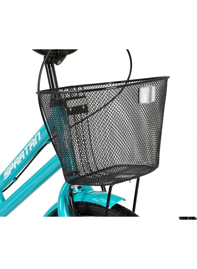 Spartan 24-Inch Classic City Bike | 24-Inch Wheel Size | Adjustable Seat | Single Speed Urban Bicycle With Rear Carrier And Front Basket | Comfortable Upright Geometry | Black - Image 4
