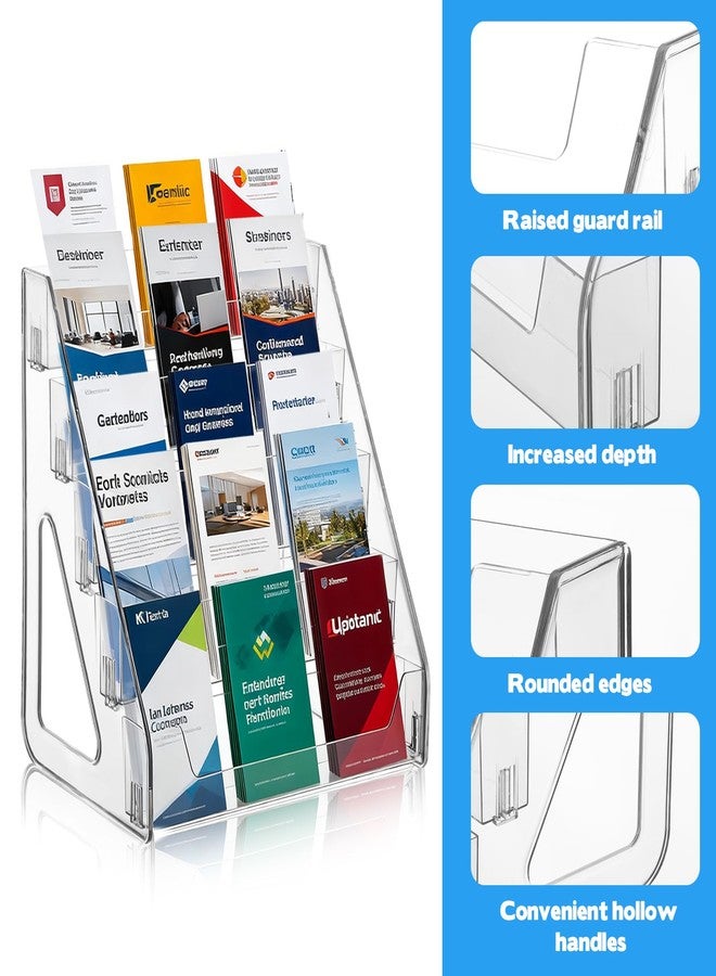YEXEXINM 5 Tier Brochure Holder 12x13 Inch Acrylic Literature Display Stand Holds 3 Brochures in One Row Clear Pamphlet Holder Display Stand for Flyers Booklets Table Signs Office Home Store, Pack of 1 - Image 3