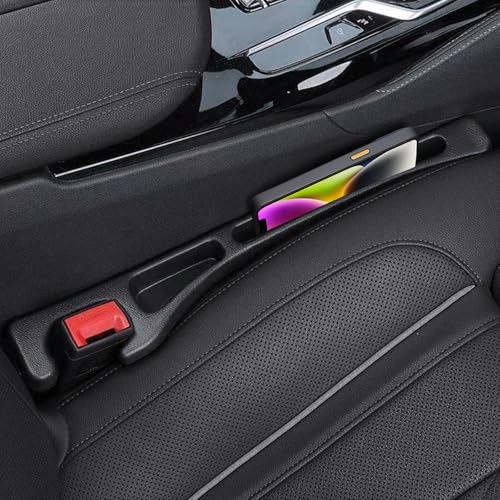 FOLUMAD Car Seat Gap Filler 2 Pack NoDrop Seat Side Gap Seam Filler Organizer with Phone Holder Universal Fit Fill The Gap Between Seat and Console Perfect for Car SUV Truck Black - Image 1
