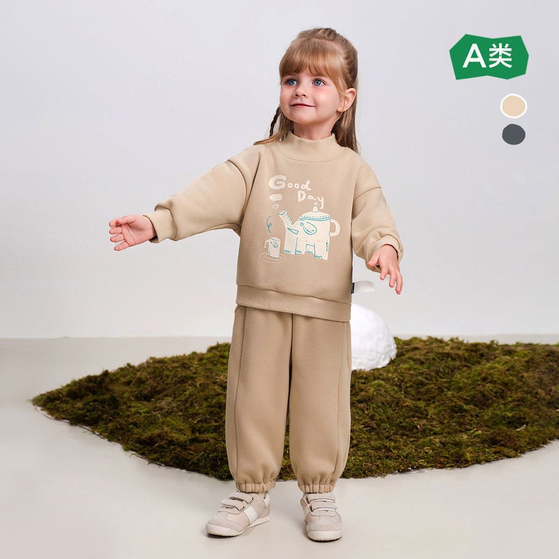 Amira Kids 2024 Winter Cartoon Warm Fleece Set Khakis 