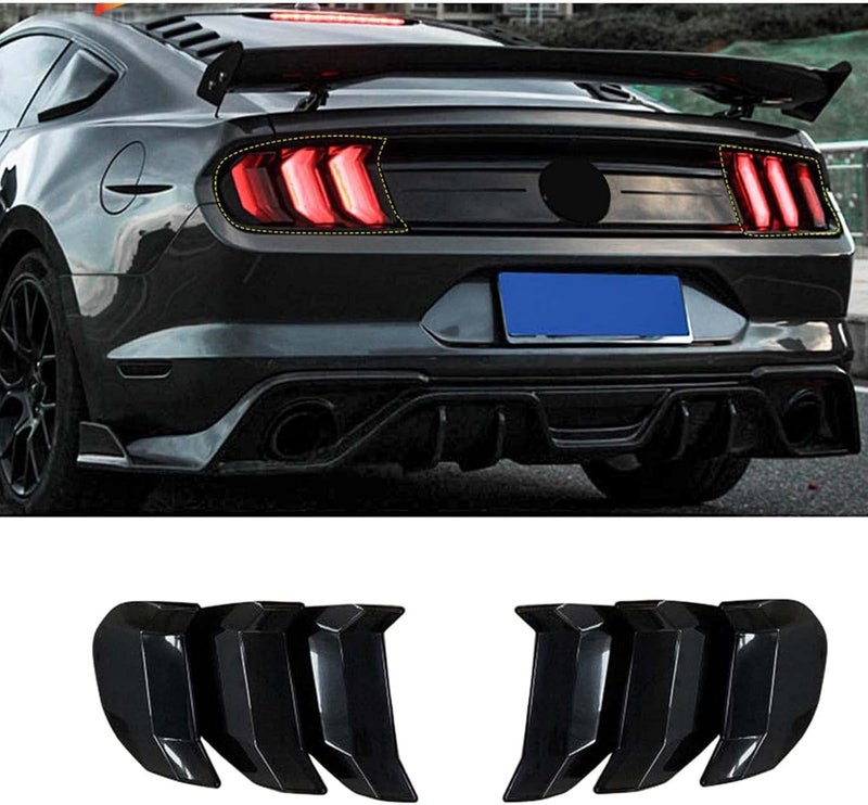 RT-TCZ Tail Light Lamp Cover Guard Trim Frame Bezels Decoration Accessories for Ford Mustang 2018 2019 2020 2021(Black) - Image 1