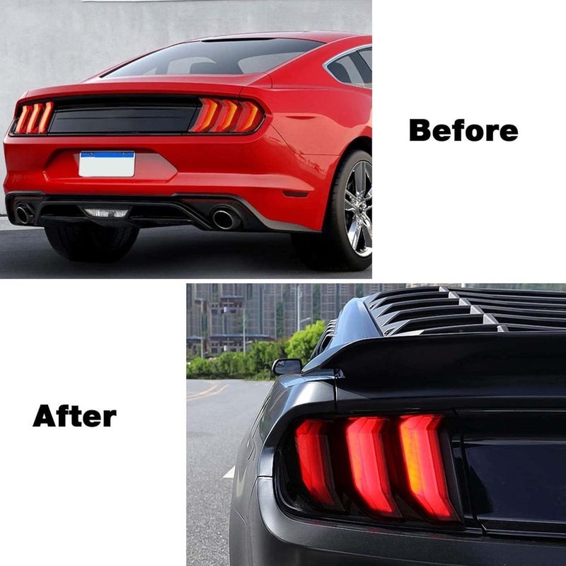 RT-TCZ Tail Light Lamp Cover Guard Trim Frame Bezels Decoration Accessories for Ford Mustang 2018 2019 2020 2021(Black) - Image 4