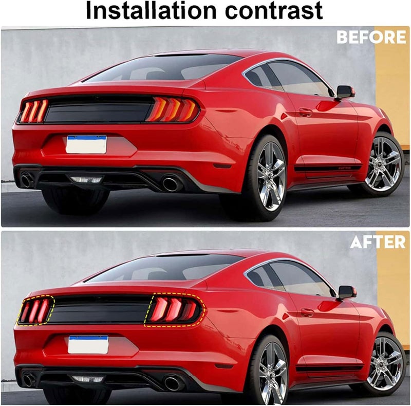 RT-TCZ Tail Light Lamp Cover Guard Trim Frame Bezels Decoration Accessories for Ford Mustang 2018 2019 2020 2021(Black) - Image 5