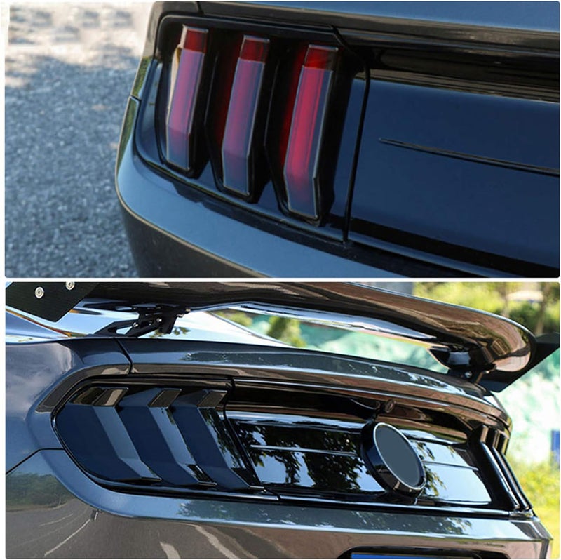 RT-TCZ Tail Light Lamp Cover Guard Trim Frame Bezels Decoration Accessories for Ford Mustang 2018 2019 2020 2021(Black) - Image 2