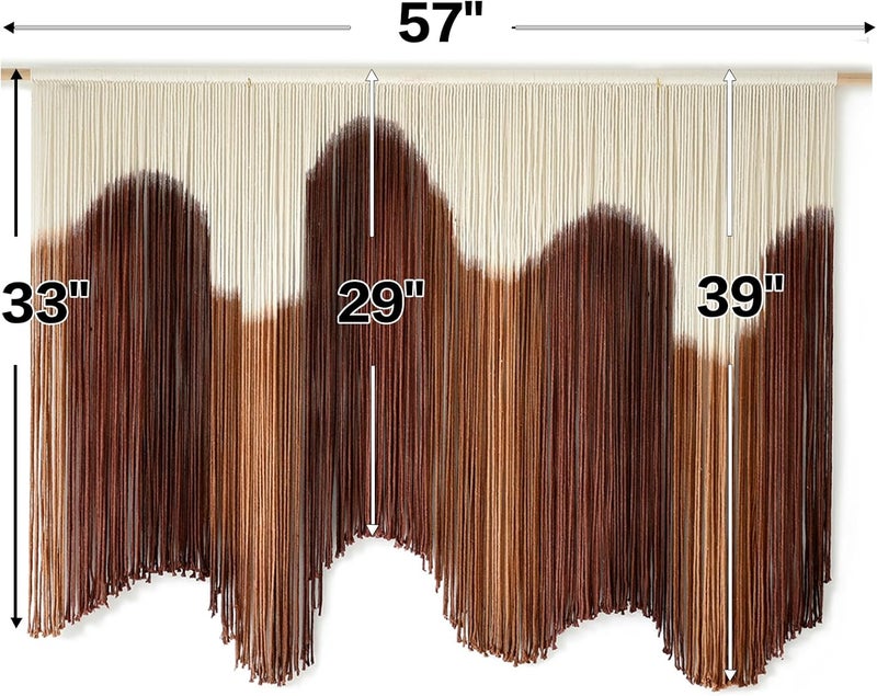 IOWER KSA market popular practical build Macrame Wall Hanging Brown Dip-Dyed Large Handmade Macrame Cord Fiber Art Boho Wall Decor for Bedroom Living Room 57" W x 39" L Domestic distribution ready - Image 4