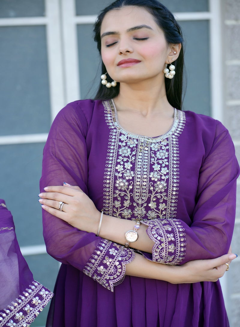 "Elegant Georgette Coding Sequence Embroidered Gown with Micro Inner & Matching Dupatta – Stylish, Comfortable, and Versatile" - Image 5