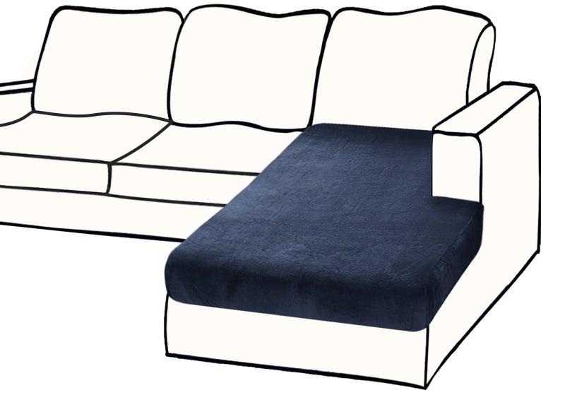 BT.WA Couch Cover 1 Piece Chaise Lounge Cover Velvet Sectional Couch Cushion Covers Separate L Shape Sofa Slipcovers Furniture Protector for Dogs Pets (Chaise or Sofa 3-Seater  Navy) - Image 1