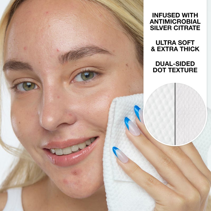 PEACE OUT Silver Shield Face Towels, Disposable Facial Towels for Sensitive Skin, Silver Citrate Infused, Dual Sided, Super Absorbent, Biodegradable, 30 Count - Image 5