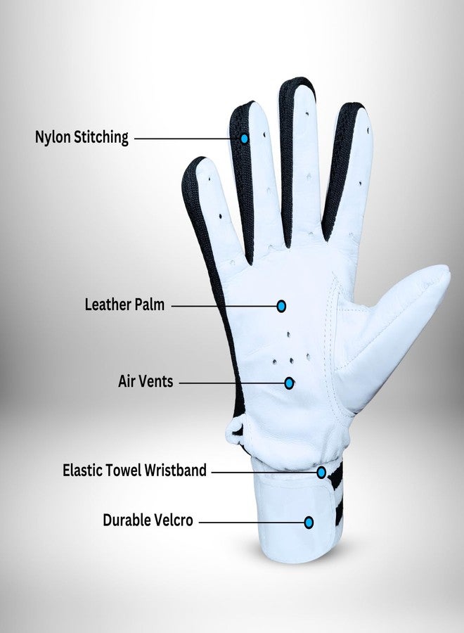 Prokick Inflare Indoor Cricket Batting Gloves Suitable for Both Right-Hand and Left-Hand Batsmen|Leather Palm,Nylon Stitching,Elastic Towel Wristband|Batting Gloves for Indoor Cricket - Mens/Adult - Image 4