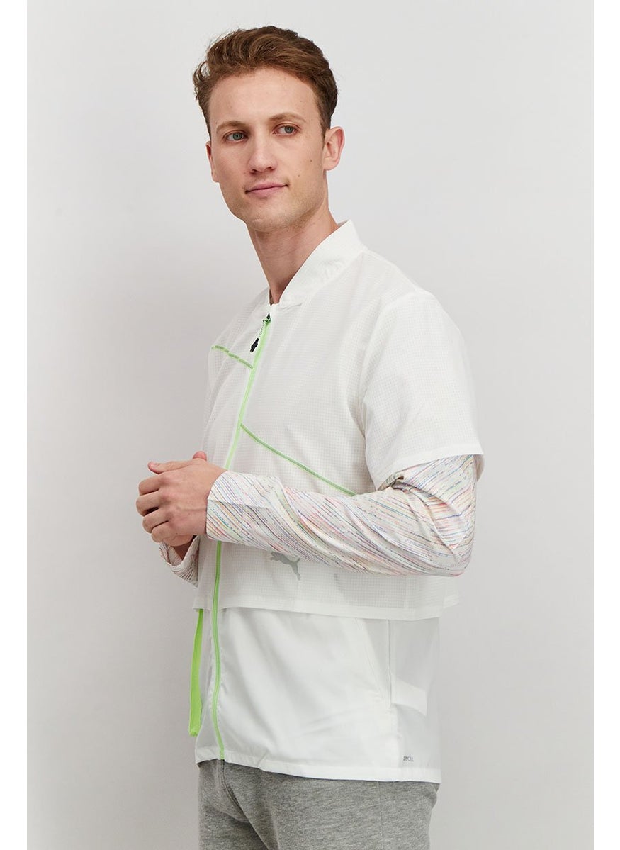 PUMA Men Regular Fit Long Sleeve Training Windbreaker Jacket, White Combo  - Image 3