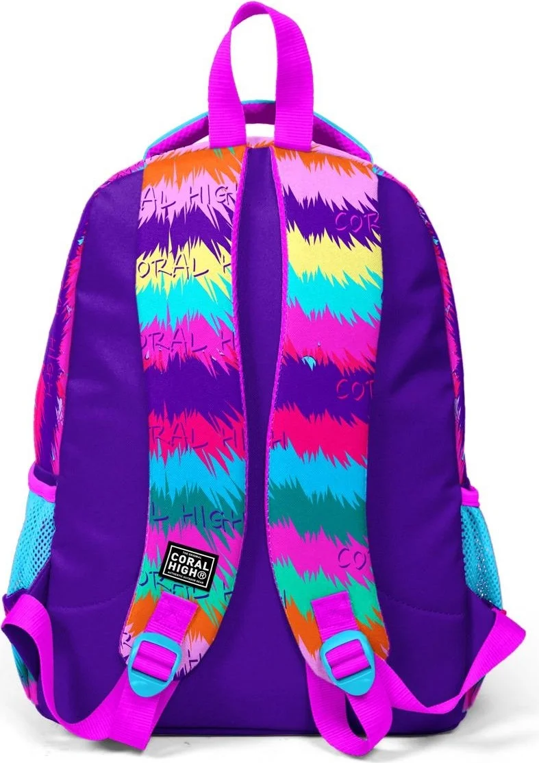 CORAL HIGH Purple Pink Cat Patterned 3-Piece School Bag Set SET0123477