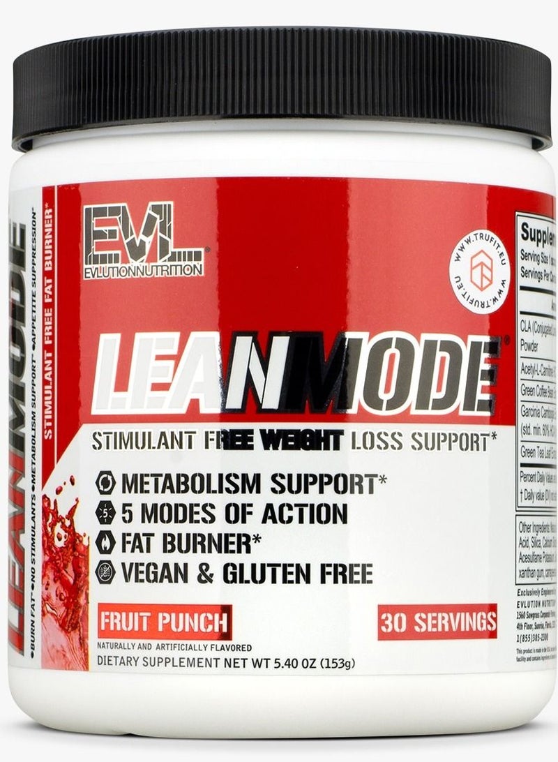 EVL Lean Mode Fat Burner Fruit Punch 30 Servings 153g
