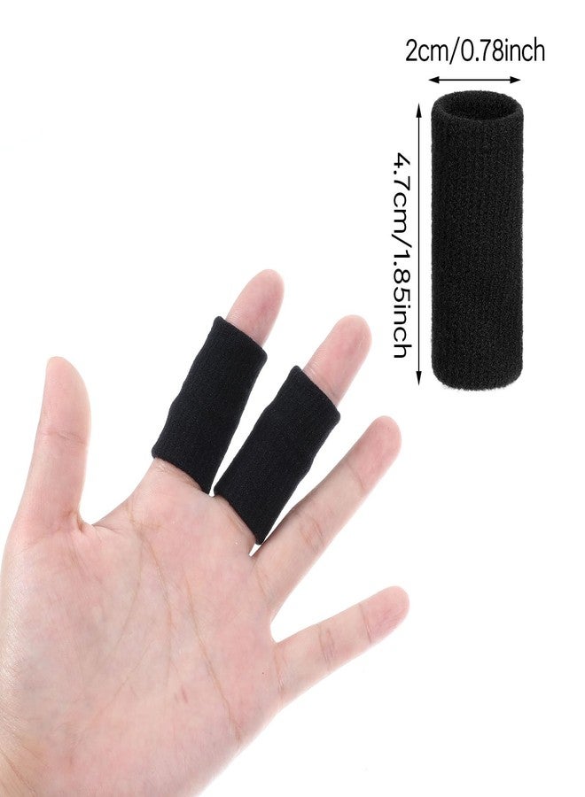 Dimeho 10 Pcs Finger Sleeves Protectors, Sport Finger Splints Elastic Thumb Splint Brace for Finger Support Finger Sleeves Compression Aid for Relieving Pain Arthritis Finger (Black) - Image 2