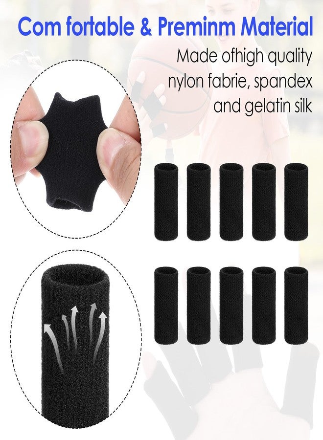 Dimeho 10 Pcs Finger Sleeves Protectors, Sport Finger Splints Elastic Thumb Splint Brace for Finger Support Finger Sleeves Compression Aid for Relieving Pain Arthritis Finger (Black) - Image 3