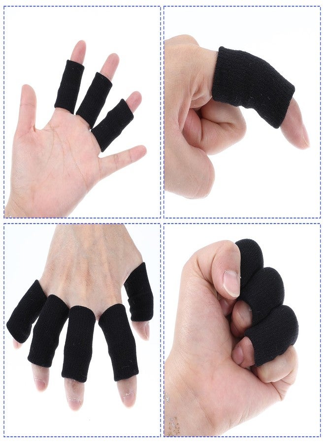 Dimeho 10 Pcs Finger Sleeves Protectors, Sport Finger Splints Elastic Thumb Splint Brace for Finger Support Finger Sleeves Compression Aid for Relieving Pain Arthritis Finger (Black) - Image 4