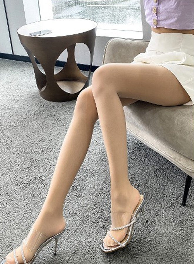 TAPIT 2Pack Oily Gloss Tights High Waist Sheer Women Pantyhose 360° Seamless Sheer Girls Stockings Women Tights with 3D Soft Top Footed Run Resistant for Daily Wear, One Size Beige - Image 4