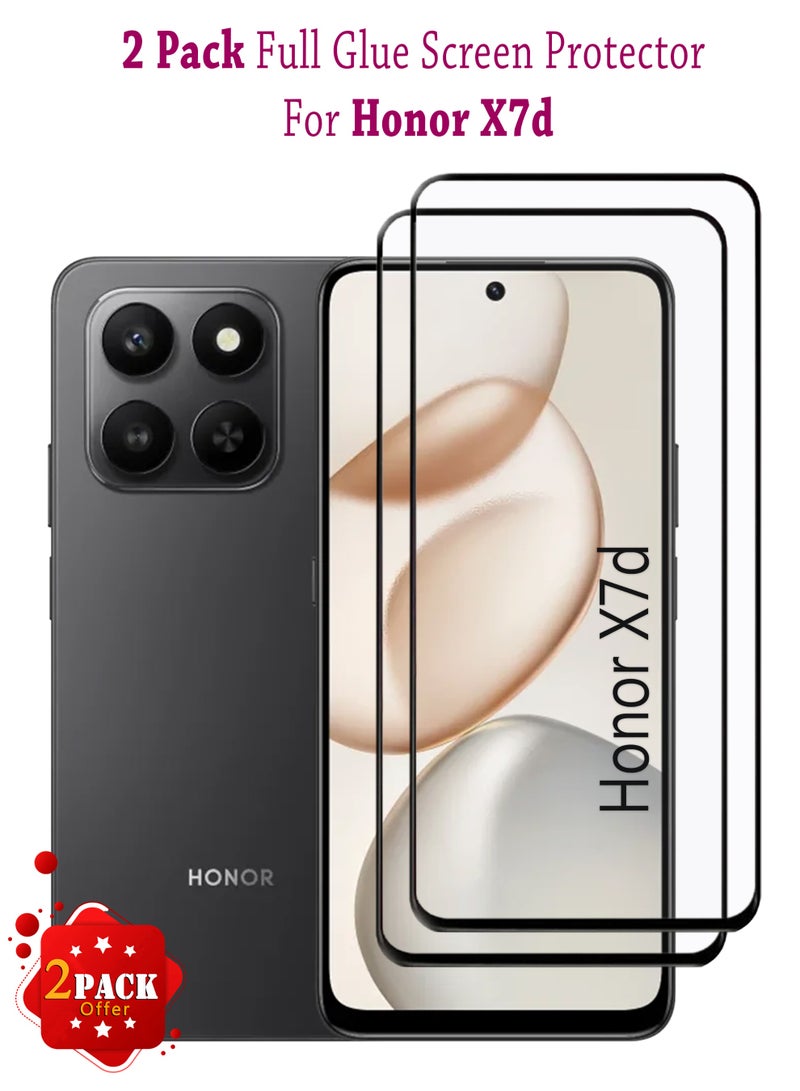 2 Pack Honor X7d Screen Protector | Tempered Glass Compatible with Honor X7d | Screen Protector Full HD Quality Tempered Glass Anti-Scratch Edge to Edge Coverage with Easy Installation Kit - Black - Image 1