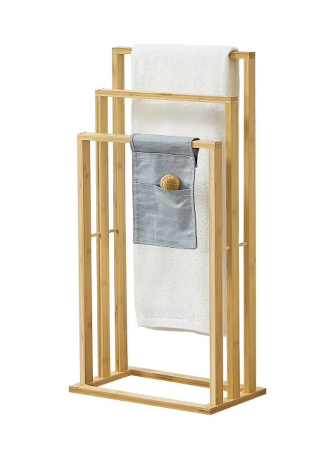 Cady One 3 Tier Towel Holder Made of Natural Bamboo, Bathroom Towel Rack with Sturdy Non-Slip Base  - Image 4