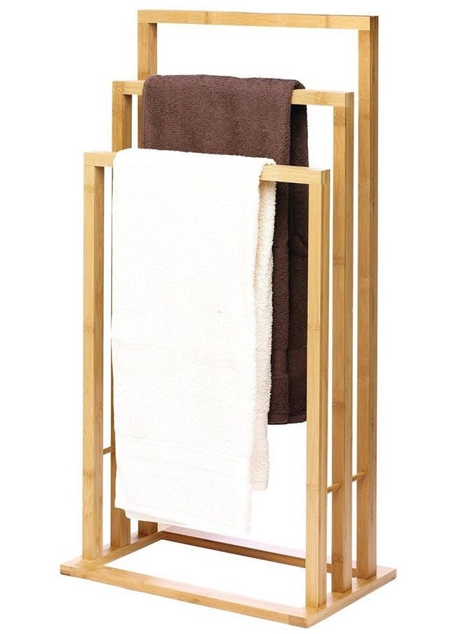 Cady One 3 Tier Towel Holder Made of Natural Bamboo, Bathroom Towel Rack with Sturdy Non-Slip Base  - Image 1