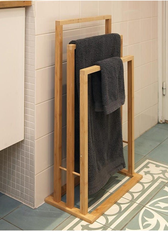 Cady One 3 Tier Towel Holder Made of Natural Bamboo, Bathroom Towel Rack with Sturdy Non-Slip Base  - Image 2