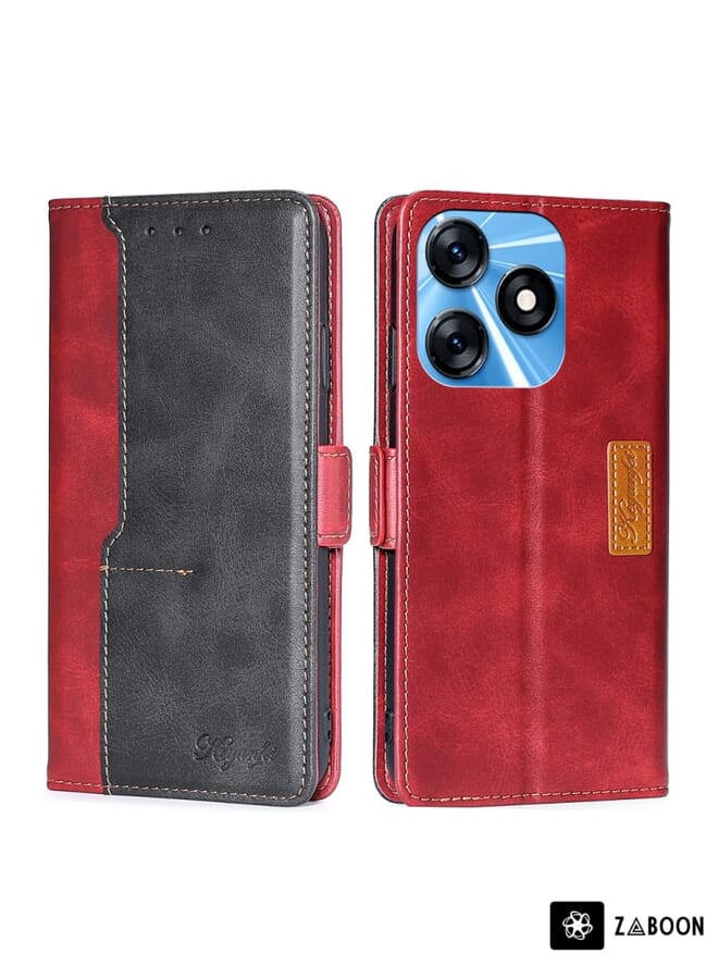 Zaboon Protective Case For Tecno Spark 10 4G Contrast Color Side Buckle Leather - Image 1