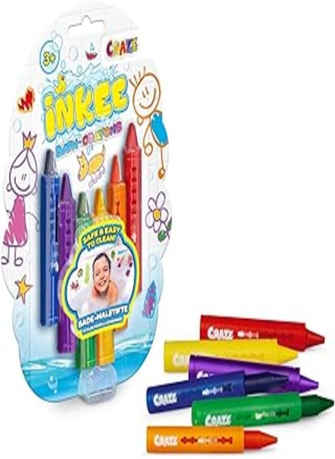 INKEE INKEE Bath Crayons Bath Pens for Children 6 Pieces - Bath Pens for Kids Bathtub, for Ceramic Surfaces, Easy to Clean, 6 Colours 