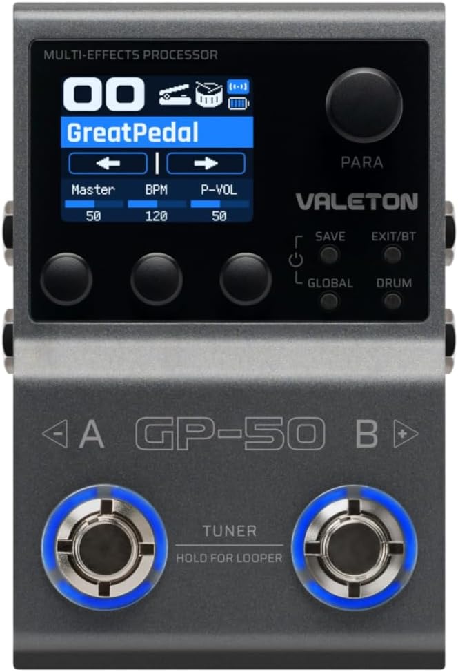 VALETON GP-50 - Multi-Effects Guitar Pedal with Amp Models, Cab Sims, FX, Looper, Tuner & USB Audio - Image 2