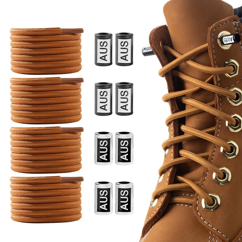 YLOKO 2 Pairs No Tie Elastic Shoelaces - Brown | Oval Tieless Shoe Laces | Stretch Shoe Strings for Adults & Kids Sneakers, Work Boots, Athletic Shoes - Image 1