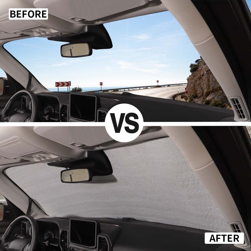 JWWY Windshield Sunshade Window Sun Shade for 2021-2025+ Ford Bronco Sport Accessories,Foldable Sun Shield Upgrade Reflective Polyester Cover Block Heat and Block UV Rays US Flag - Image 2
