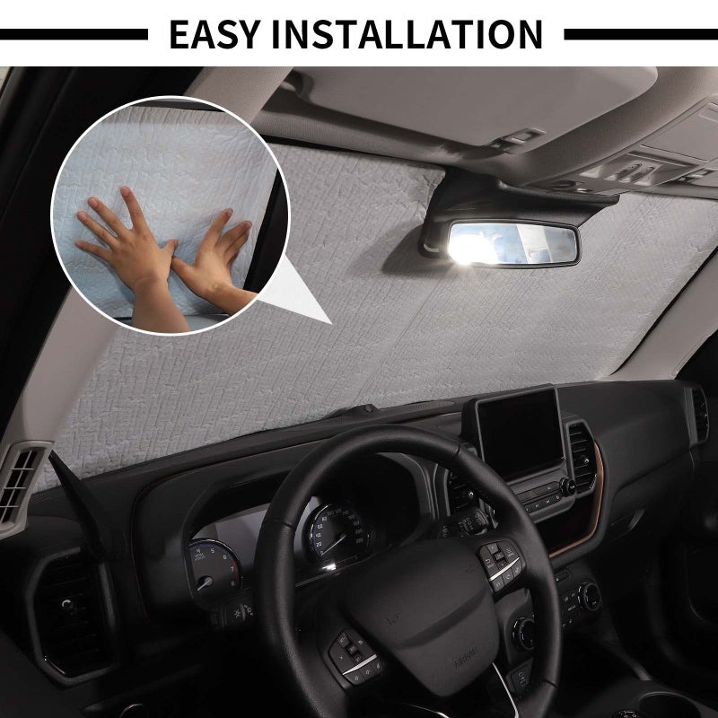 JWWY Windshield Sunshade Window Sun Shade for 2021-2025+ Ford Bronco Sport Accessories,Foldable Sun Shield Upgrade Reflective Polyester Cover Block Heat and Block UV Rays US Flag - Image 4