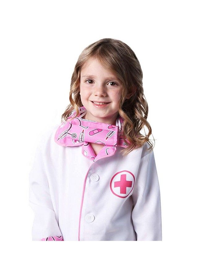 Storybook Wishes Kids Doctor Coat & Face Mask For Kids Doctor Costume ; Doctor Dress Up For Kids ; Pink And White Size 68  - Image 4