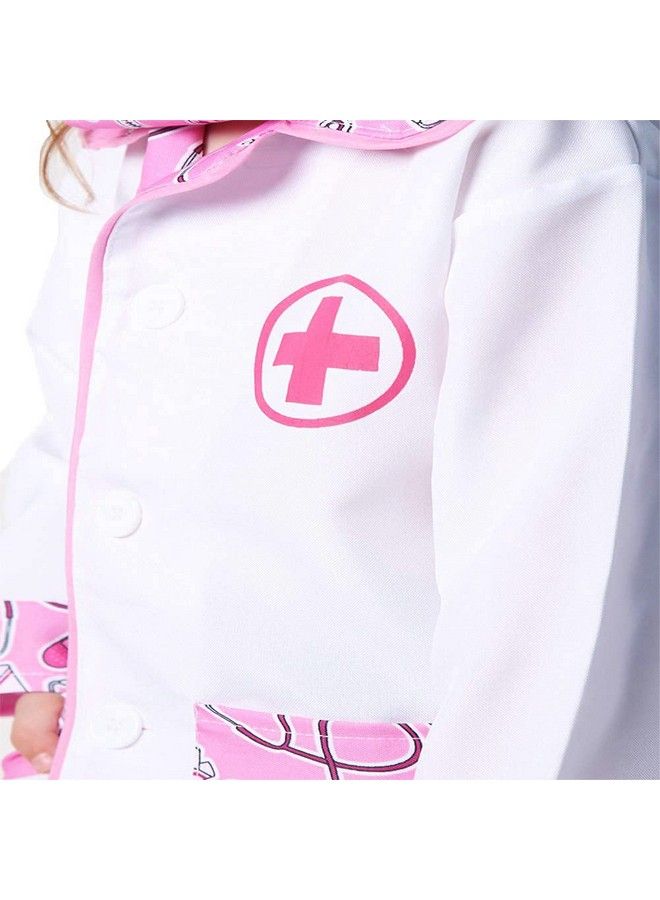 Storybook Wishes Kids Doctor Coat & Face Mask For Kids Doctor Costume ; Doctor Dress Up For Kids ; Pink And White Size 68  - Image 5
