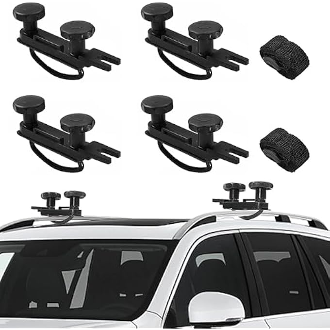 rayihni 4 PCS Car Rooftop Cargo U Bolt Clamps Set Universal Stainless Steel Car Roof Box Carrier Rack Bolts Mounting Accessories Kit, U-Bracket Clips with 8 Lock Nuts 2 Straps Kit for Most Cars - Image 2