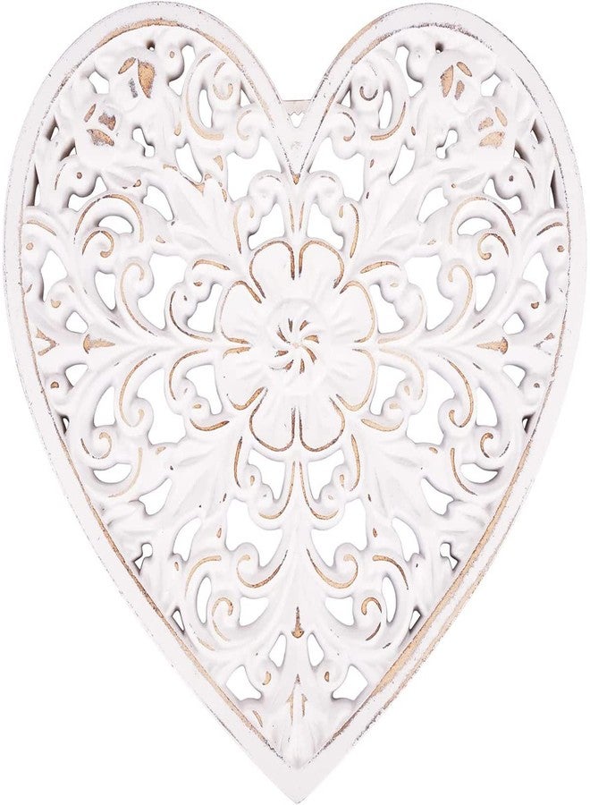 HOTBEST Wooden Wall Decor Floral Hollow Carved Wall Panel Hanging Decor Rustic Art Sculpture Home Ornament for Hallway Bedroom Living Room Cafe Office (Heart Shape 30 * 30cm) - Image 4