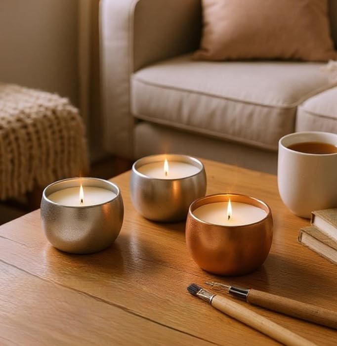 AURA DECOR Auradecor Sanskrit Serenity Candle Gift Set Organic Luxry Aroma Candle Set for Diwali, HomeDecor, & Gifting (Set of 3) - Image 3