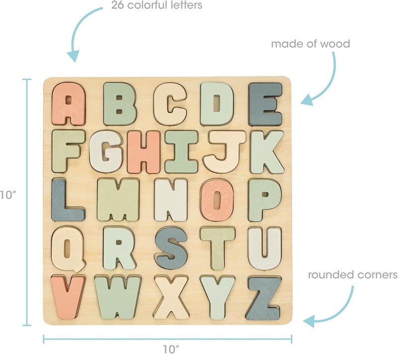 pearhead Diverse operation compatible Wooden Alphabet Puzzle, Colorful ABC Letters, Interactive Learning Board Educational Toy, Baby and Toddler Gift Boys or Girls Liquid tight joint - Image 4