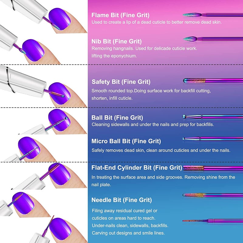 Ankey 25Pcs Nail Drill Bits Set with Portable Holder, 3/32 Inch Ceramic Diamond Carbide Cuticle Efile Remover Nail Drill Bit for Home Salon Acrylic Gel Polish Manicure Pedicure - Image 2