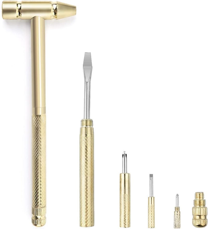 Nityasiddh 5 in 1 Small Metal Hammer Screwdriver Multitool Set with AntiSlip Grip Handle and Claw Hammer Metal Portable Hammer Mini Hathodi Pack of 1 - Image 1