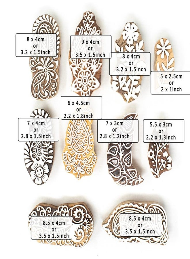 TwoGrams Wooden Stamp Block, Printing Stamp Design Set | Block for Printing Saree Border | Dresses, Craft Card Making, Scrapbook, Clay Pottery | Set of 10 - Image 4