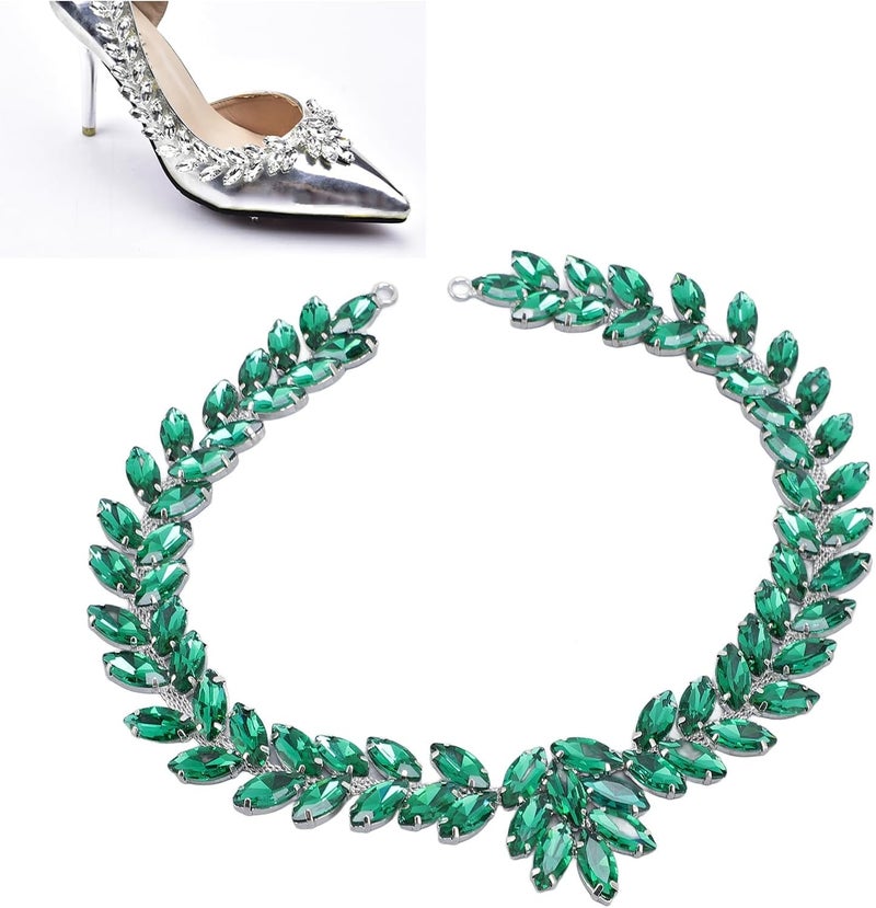 Decorative Rhinestone Chain 3.5x44.5cm, Crystal Glass Embellishment for Clothes, Design with Marquise Rhinestones, Easy to Sew or Glue, Ideal for Clothing, Shoes and Bags (Hole Green) - Image 4