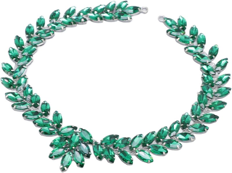 Decorative Rhinestone Chain 3.5x44.5cm, Crystal Glass Embellishment for Clothes, Design with Marquise Rhinestones, Easy to Sew or Glue, Ideal for Clothing, Shoes and Bags (Hole Green) - Image 3