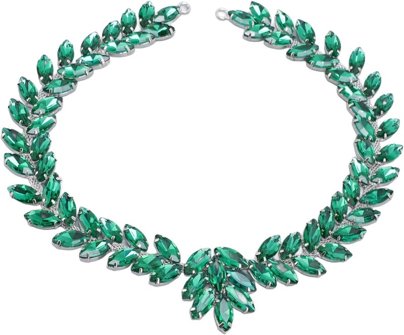 Decorative Rhinestone Chain 3.5x44.5cm, Crystal Glass Embellishment for Clothes, Design with Marquise Rhinestones, Easy to Sew or Glue, Ideal for Clothing, Shoes and Bags (Hole Green) - Image 1