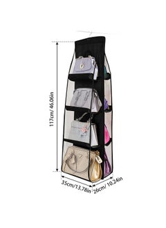 4-Layer Handbag Purse Dust-proof Organizer with 8 Pockets Metal Hook Bag Storage Bag for Wardrobe Closet Space Saving Beige, Size: 117